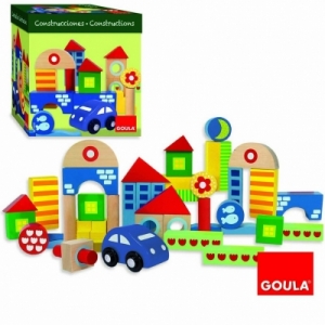 [GOULA] 원목교구 도시구성놀이B (41개) - 자동차,빌딩,나무,달 外 / 쌓기놀이 / 도시꾸미기 블럭놀이