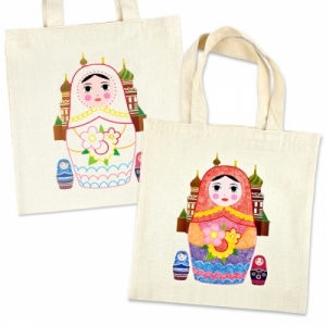 에코가방 채색그리기-세계문화 러시아 *최소수량 10개 (**일본,중국,이집트 혼합선택가능)