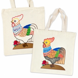 에코가방 채색그리기-민화 닭 *최소수량 10개 (**물고기,국화 혼합선택가능) / 에코백만들기