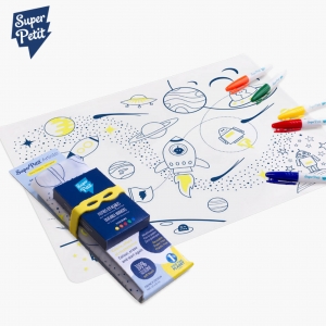 슈퍼쁘띠 실리콘 컬러링 매트-우주(실리콘 손목밴드,안전 마커펜 5개)