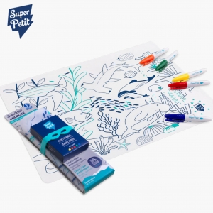 슈퍼쁘띠 실리콘 컬러링 매트-바닷속 풍경(산호초) / 실리콘 손목밴드,안전 마커펜 5개포함