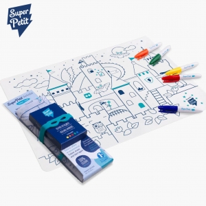 슈퍼쁘띠 실리콘 컬러링 매트-드래곤 캐슬 (실리콘 손목밴드,안전 마커펜 5개)