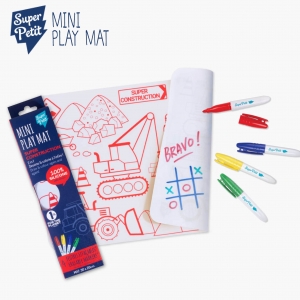 슈퍼쁘띠 실리콘 매트(미니)- 중장비 자동차 (안전 마커펜 4개 포함) / 양면실리콘매트