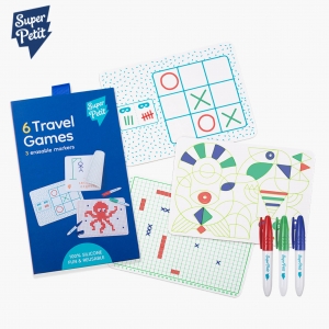 슈퍼쁘띠 실리콘 매트(양면)-트래블게임6 - 만다라,틱택토,교수형게임,4줄맞추기,픽셀아트,해전 / 실리콘매트게임