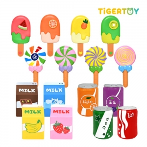 소프트디저트플레이세트16p-우유,음료,아이스크림,롤리팝 / 역할놀이 / 소꿉놀이 / 주방놀이