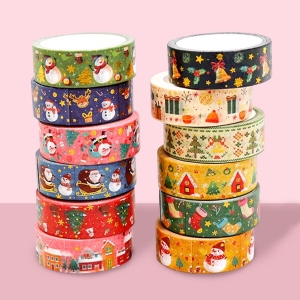 겨울 크리스마스 마스킹테이프(12종 랜덤발송)  / 크리스마스장식테이프 / 크리스마스패턴테이프