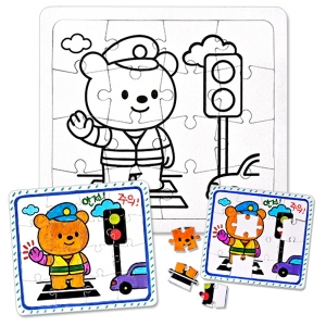 퍼즐채색그림-곰돌이 교통안전 *최소수량 10개 / 퍼즐만들기 / 퍼즐놀이