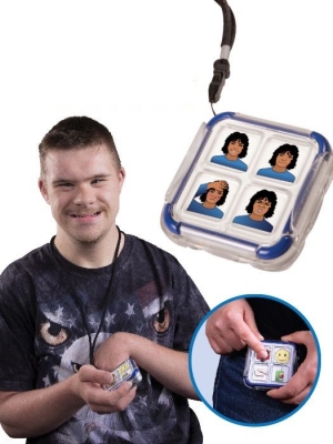 [의사소통기기] 고토크 셀렉트 / 발달장애,지적장애,자폐스펙트럼 장애 웨어러블토커 / 4개 버튼,3단계,12개 메세지 / 사진,그림 삽입