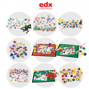 [EDX] 스탬프 9종-농장, 공룡, 기하도형, 마을풍경, 숫자와 도트, 정글동물, 교통기관, 곤충, 바다풍경 / 무독성 고급 EVA 스탬프 / 찍기놀이 / 손잡이부착스탬프