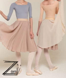 Zidans - 2 Sided Rehearsal Skirt (Milky White/Dusty Pink)