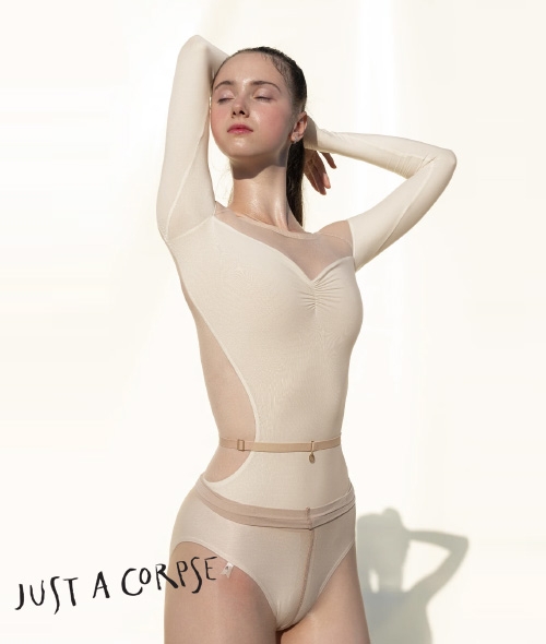 JAC - HOURGLASS Boatneck Leotard With Stretch Mesh