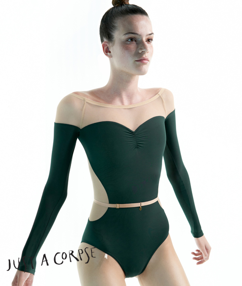 JAC - HOURGLASS Boatneck Leotard With Stretch Mesh