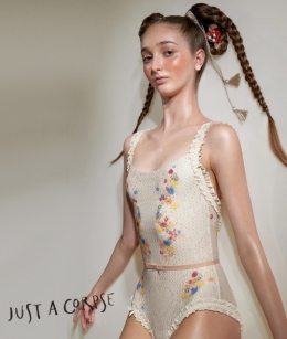 JAC - EDELWEISS Embroidery Print Embellished Leotard With Strap