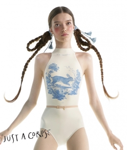 JAC - ALPINE FAUNA Printed Choker Leotard