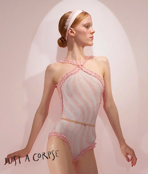 JAC - CUPCAKE printed leotard embellished with elastic lace