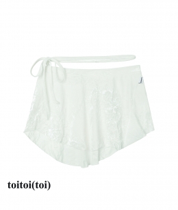 Toitoi - Crinkled Velvet Strap Skirt _ WHITE