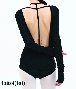 Toitoi - Backless Finger hole Tee _ BLACK