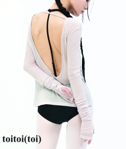 Toitoi - Backless Finger hole Tee _ MIST PINK