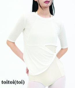 Toitoi - Cut Out Twist 3/4 Sleeve Tee _ WHITE