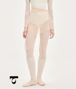 Typha - Gathered Waist Diagonal Mesh Skirt