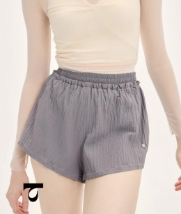 Typha - Textured Smocked Waist A-Line Shorts
