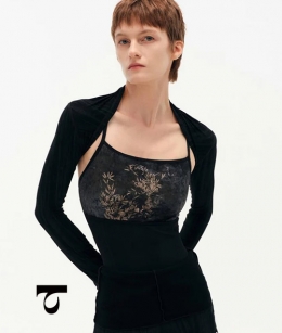 Typha - Long Sleeve Textured Stripe Shrug