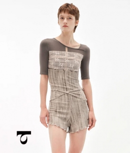 Typha - Textured Stripe Fleece-Lined Shorts