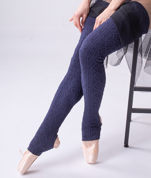 Soulee in Ballet - 자카드 니트롱 레그워머 (네이비)