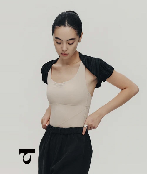 Typha - Short Sleeve Textured Stripe Shrug