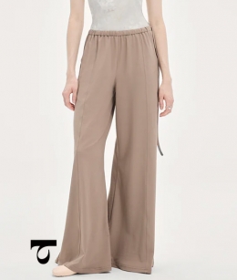 Typha - Pants Brushed Smocked Drawstring Wide-Leg Pants