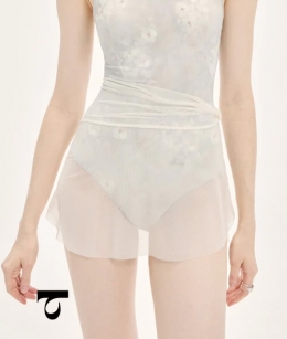 Typha - Gathered Waist SAB Mesh Mini Skirt