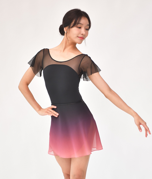 Soulee in Ballet - 여울 그라데이션 랩스커트 숏 (블랙핑크)