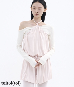 Toitoi - Halter Balloon Romper _ Apricot Pink