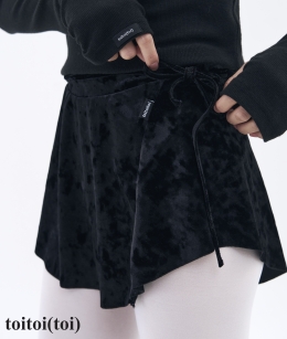 Toitoi - Crushed Velvet Strap Skirt _ Black