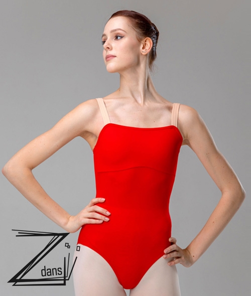 Zidans - Strap leotard (Scarlet/2Beige)