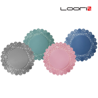루리 4SET 국내생산 실리콘 레이스 원형 코스터 논슬립 미끄럼방지 컵받침 4개세트