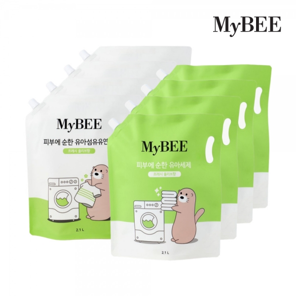 마이비 순한 유아세제(리필 2100ml) *4팩 + 유아유연제(리필 2100ml) *4팩_향선택