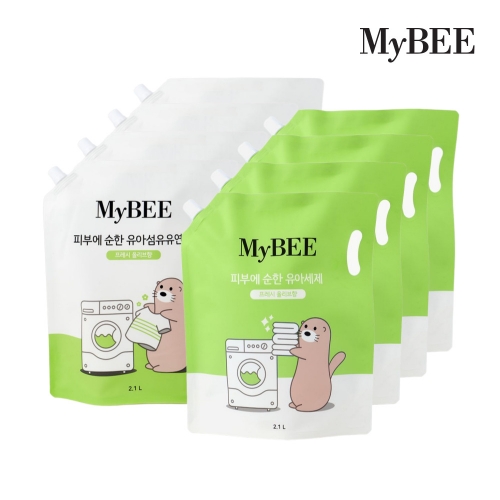 마이비 순한 유아세제(리필 2100ml) *4팩 + 유아유연제(리필 2100ml) *4팩_향선택