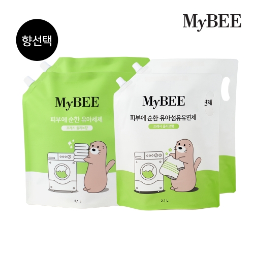 마이비 순한 유아세제(리필 2100ml) *2팩 + 유아유연제(리필 2100ml) *2팩_향선택