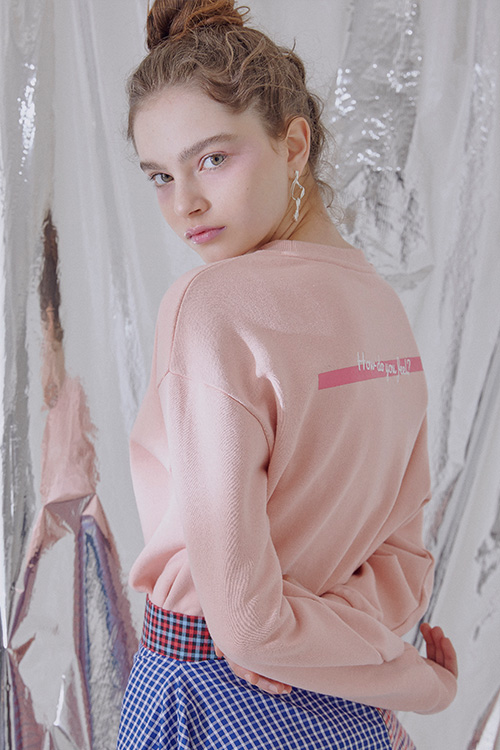 Lettering Loose Fit Sweatshirt (Pink)