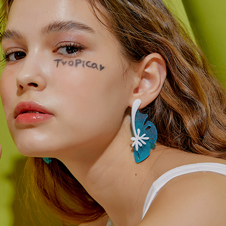 Summer Hibiscus Earring (Blue)