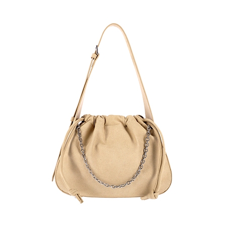 Balloon Suede Shoulder Bag (Grey Beige)