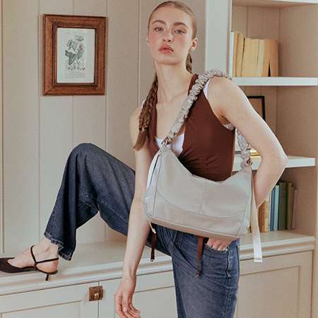 MONA Ruffle Medium Shoulder Bag (Beige)