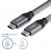 베이식스 USB C to C 100W PD 고속충전 10Gbps 고속 데이터 전송 케이블, 맥북 4K/60Hz UHD 영상지원