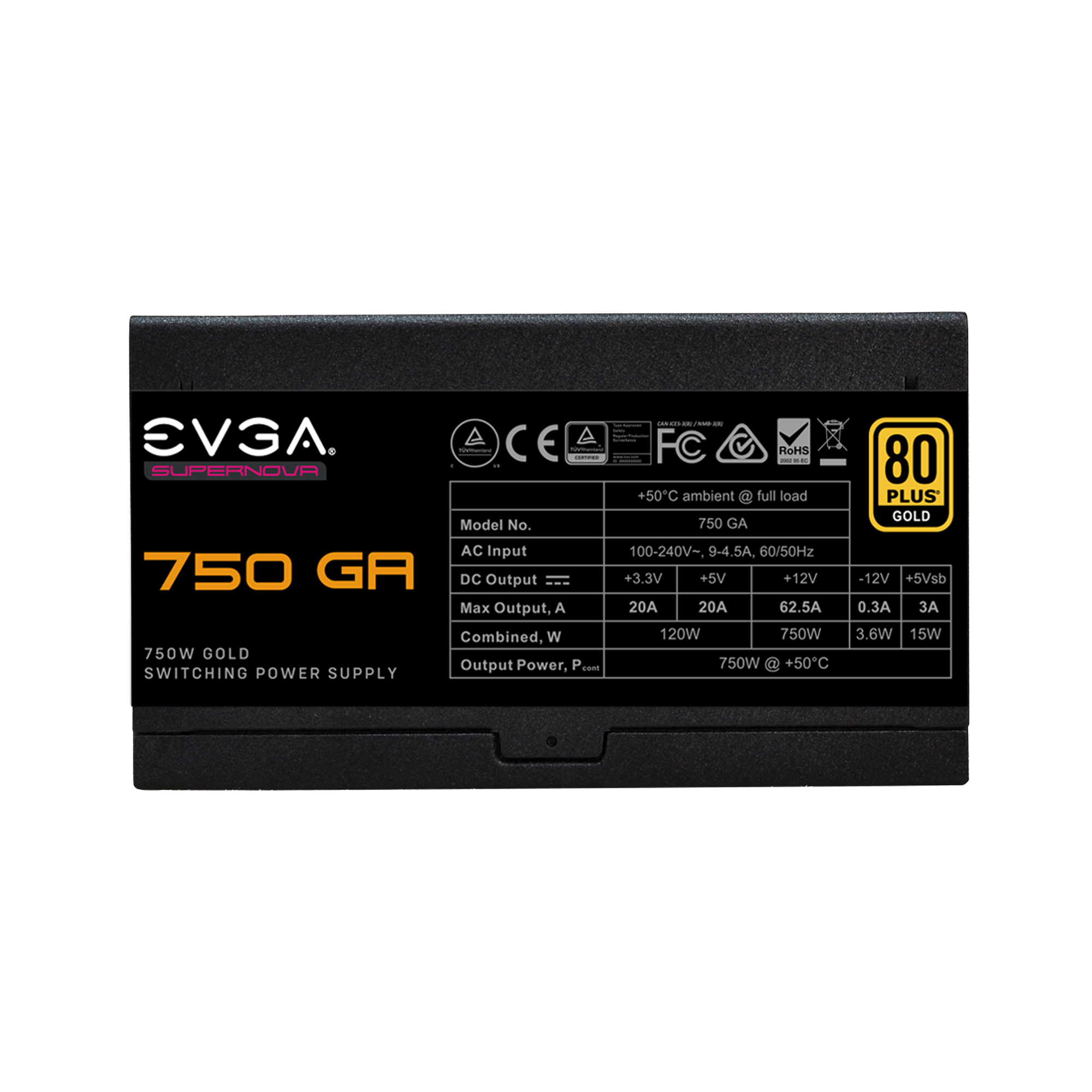 EVGA 750 GA, 80Plus GOLD 750W