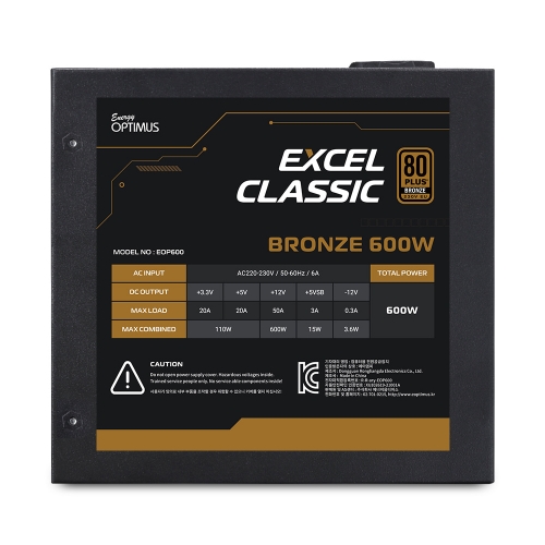 에너지옵티머스 EXCEL CLASSIC 600W 80PLUS BRONZE 230V EU