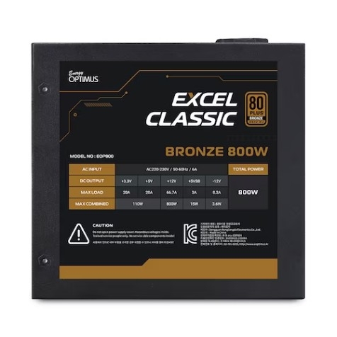 에너지옵티머스 EXCEL CLASSIC 800W 80PLUS BRONZE 230V EU 파워서플라이