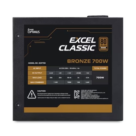 에너지옵티머스 EXCEL CLASSIC 700W 80PLUS BRONZE 230V EU FULL MODULAR 파워서플라이