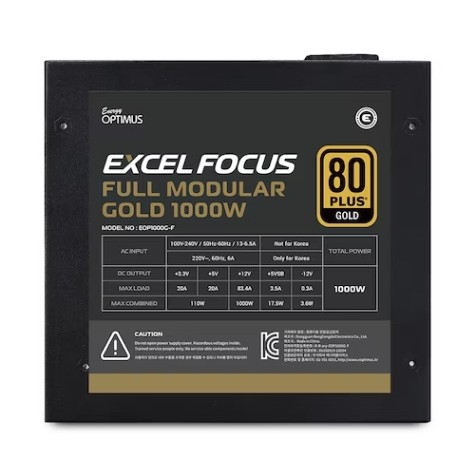 에너지옵티머스 EXCEL FOCUS 1000W 80PLUS GOLD 풀모듈러 ATX 3.0 (PCIE5) 파워서플라이