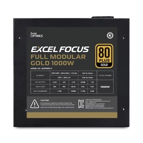 에너지옵티머스 EXCEL FOCUS 1000W 80PLUS GOLD 풀모듈러 ATX 3.0 (PCIE5)
